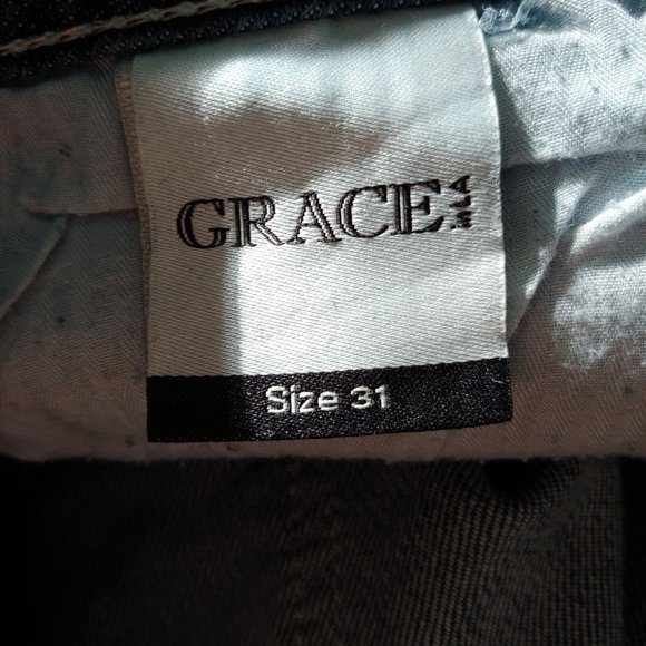 Grace In LA Midrise Straight Leg Lace Blingy Crystals Pocket Flaps 31 - Picture 15 of 16